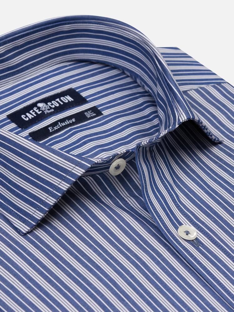 Willem navy and grey striped slim fit shirt