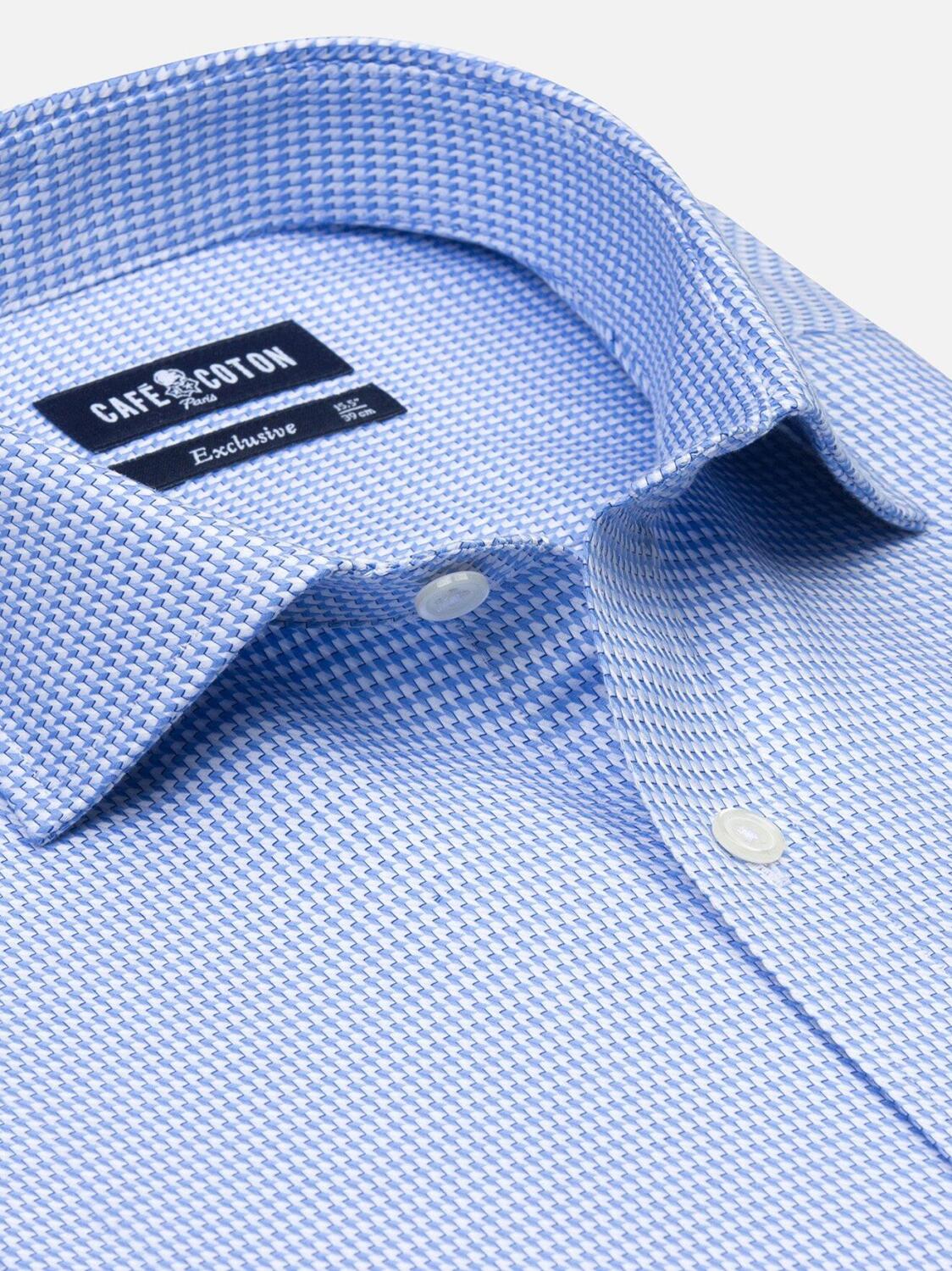 Chemise Th&eacute;o en pied de poule ciel