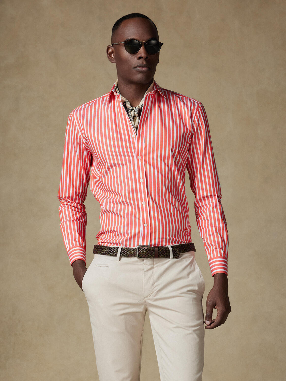 Overhemd Toby met strepen oranje