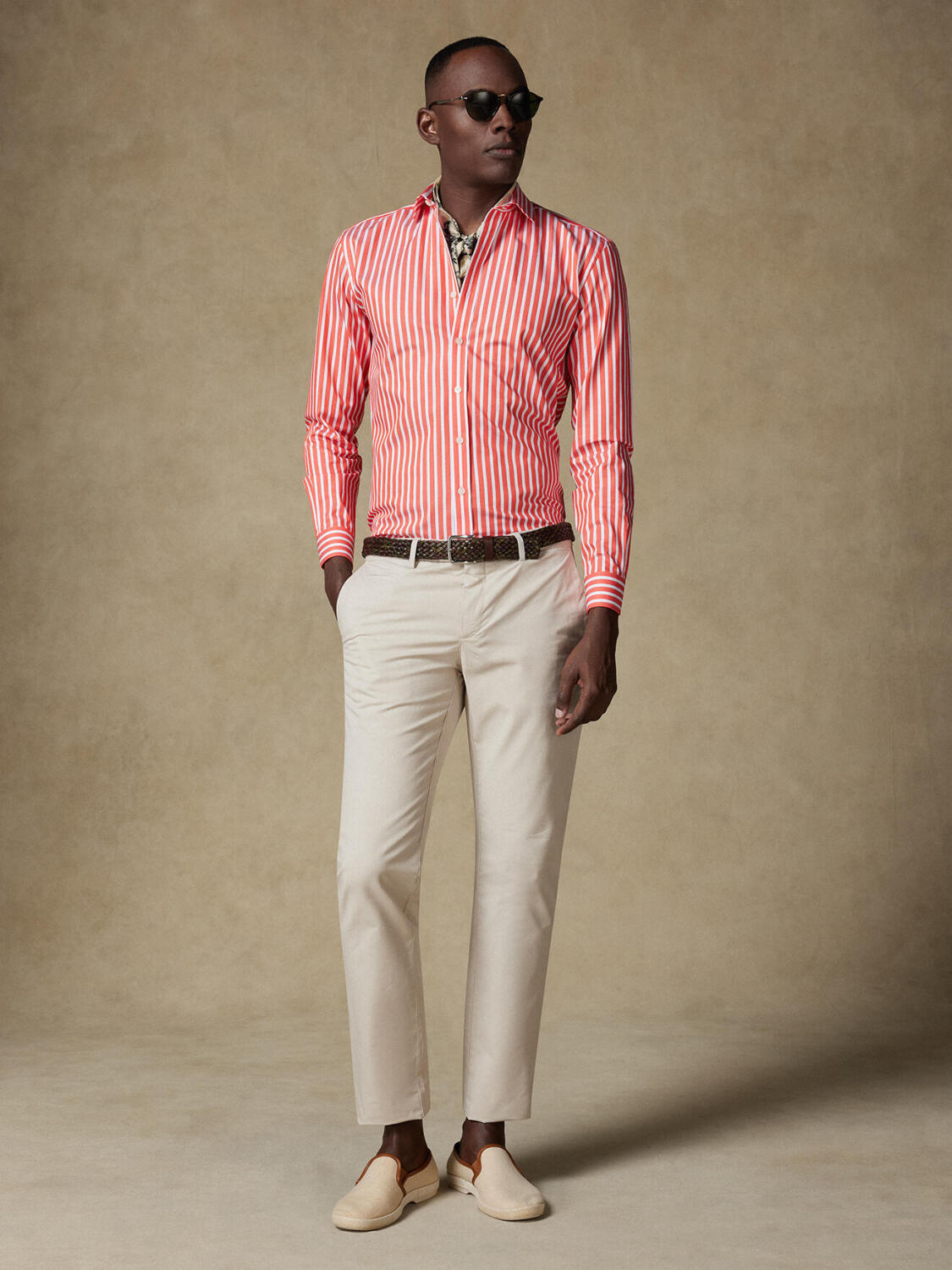 Overhemd Toby met strepen oranje