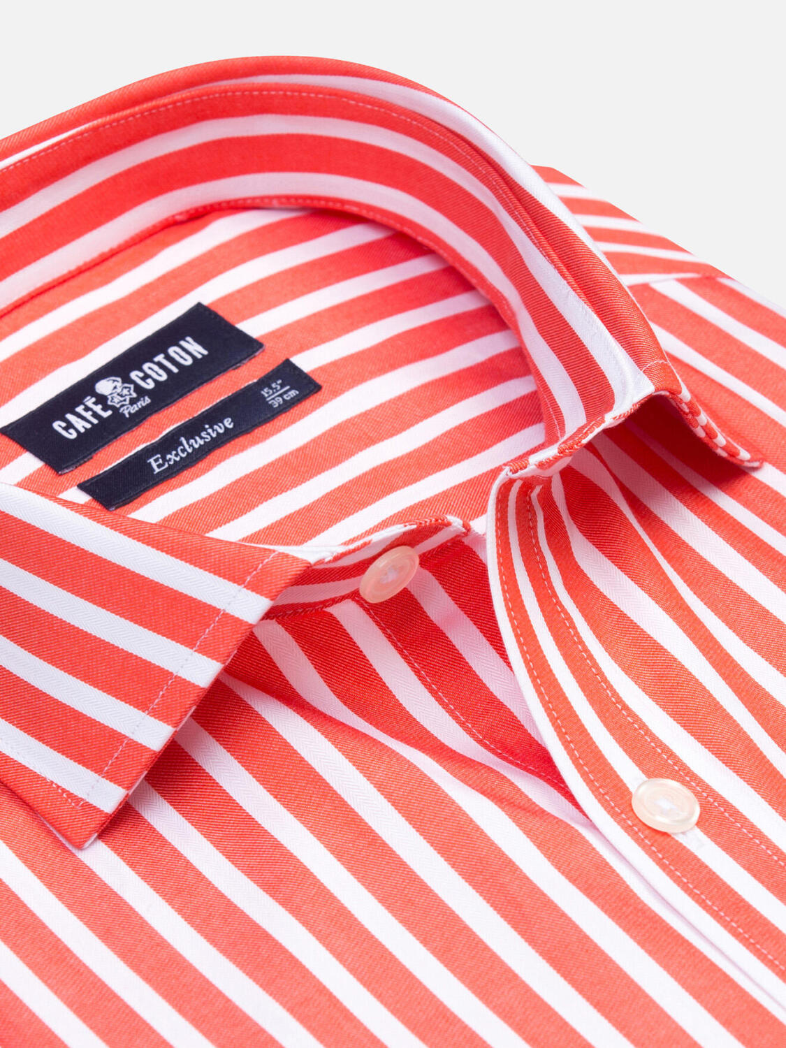 Overhemd Toby met strepen oranje