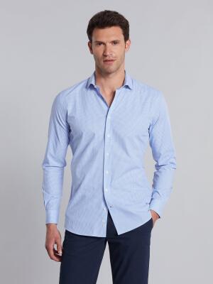 Chemise &agrave; carreaux vichy ciel