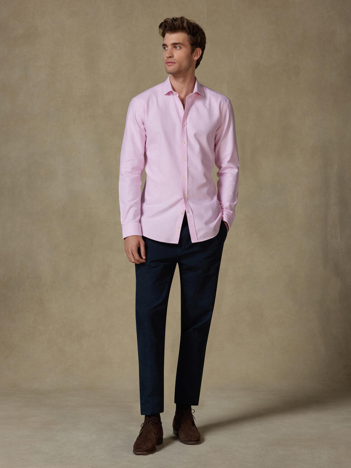 Vils pink brushed oxford shirt