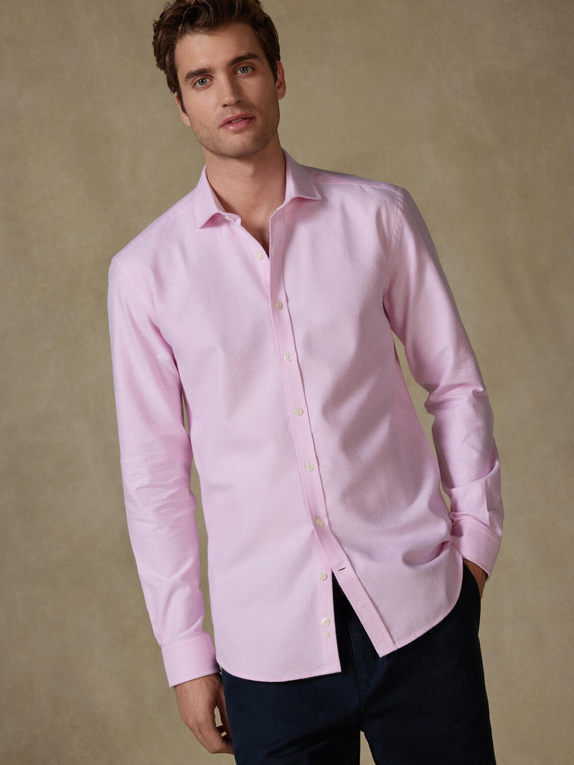 Vils pink brushed oxford shirt