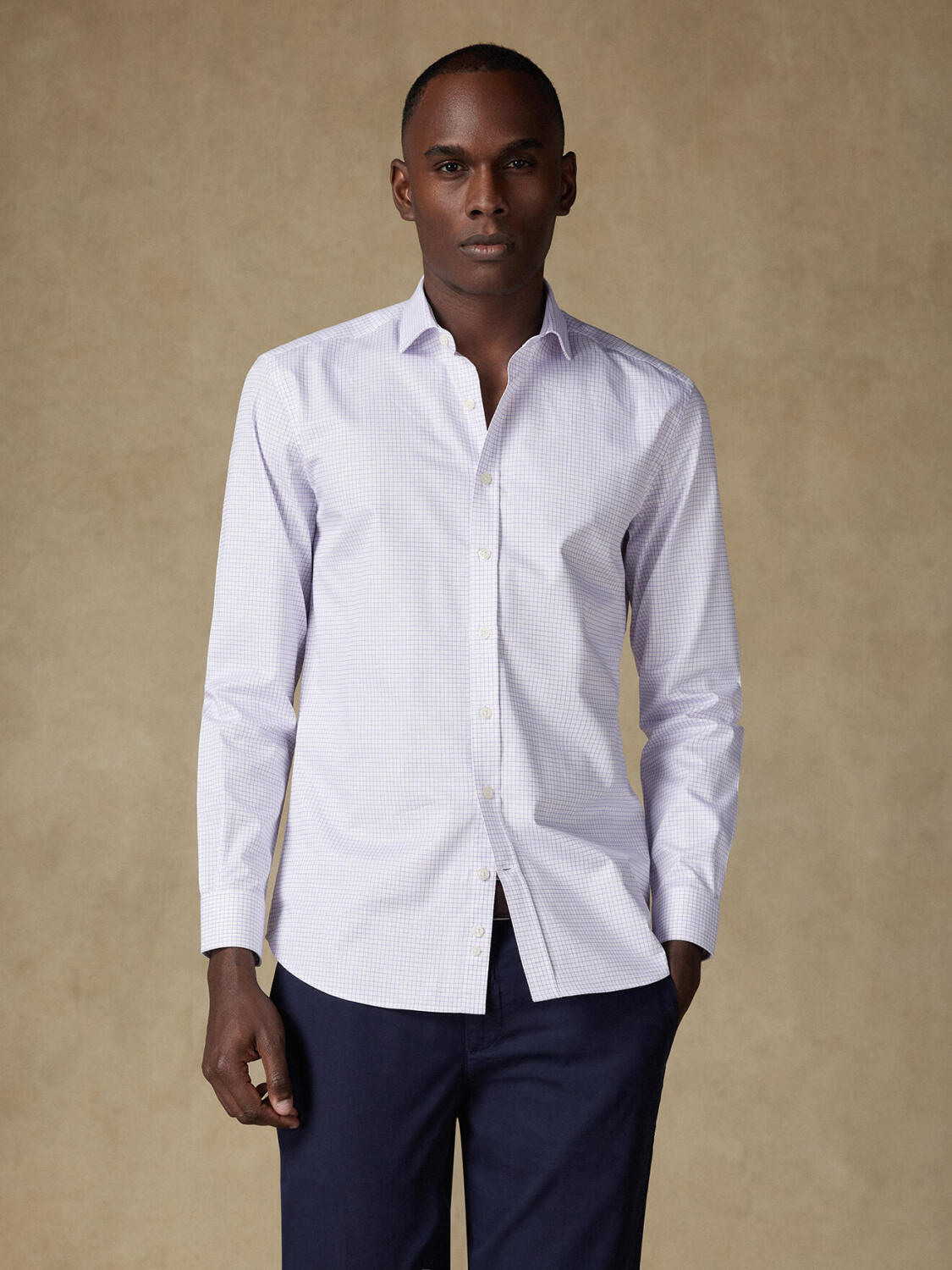 Camicia Warren a quadri lilla