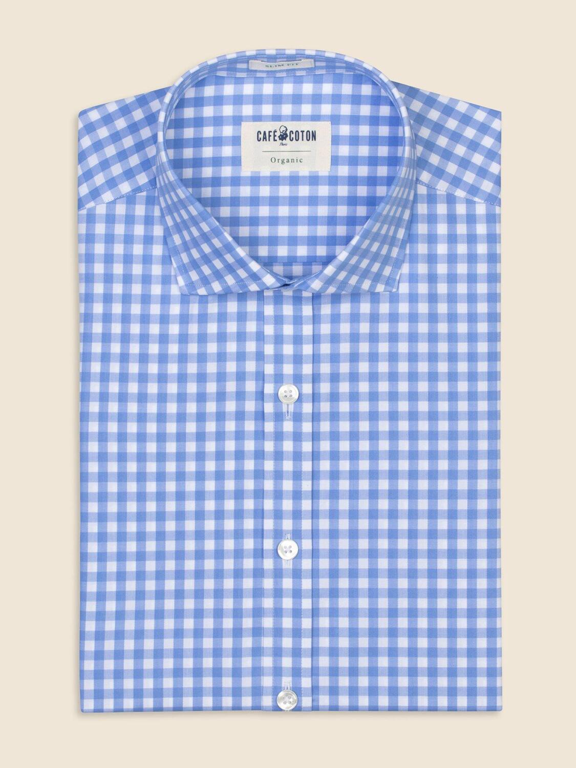 Chemise bio Colin &agrave; carreaux ciel