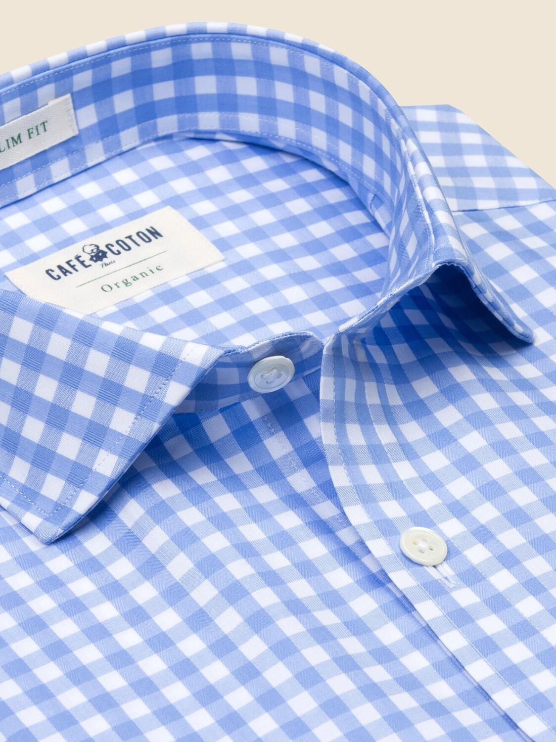 Chemise bio Colin &agrave; carreaux ciel
