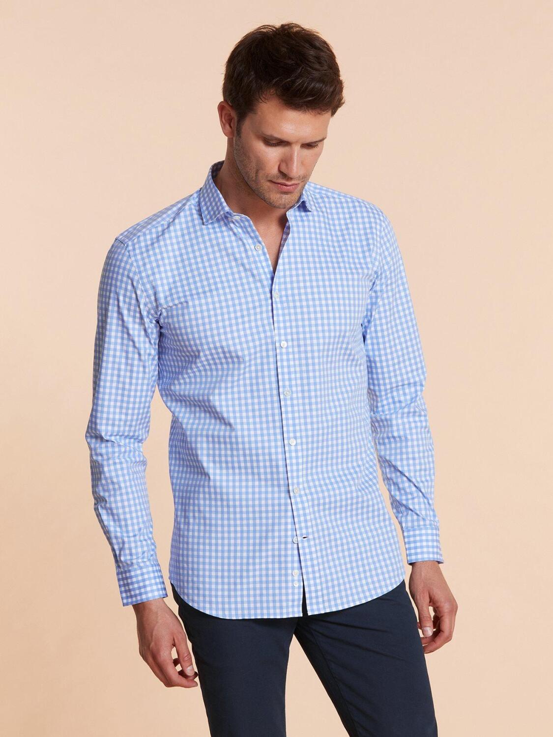 Chemise bio Colin &agrave; carreaux ciel