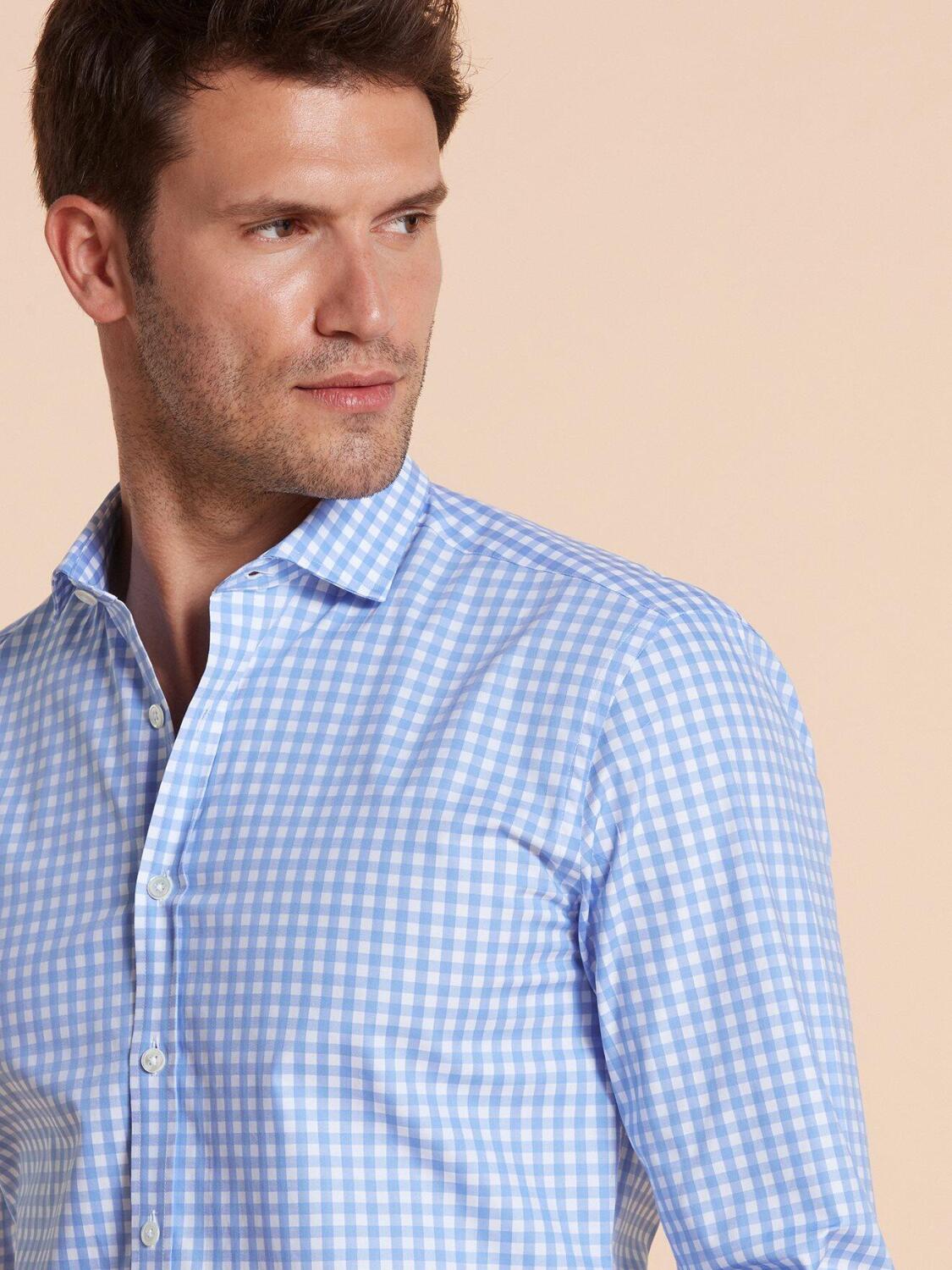 Chemise bio Colin &agrave; carreaux ciel