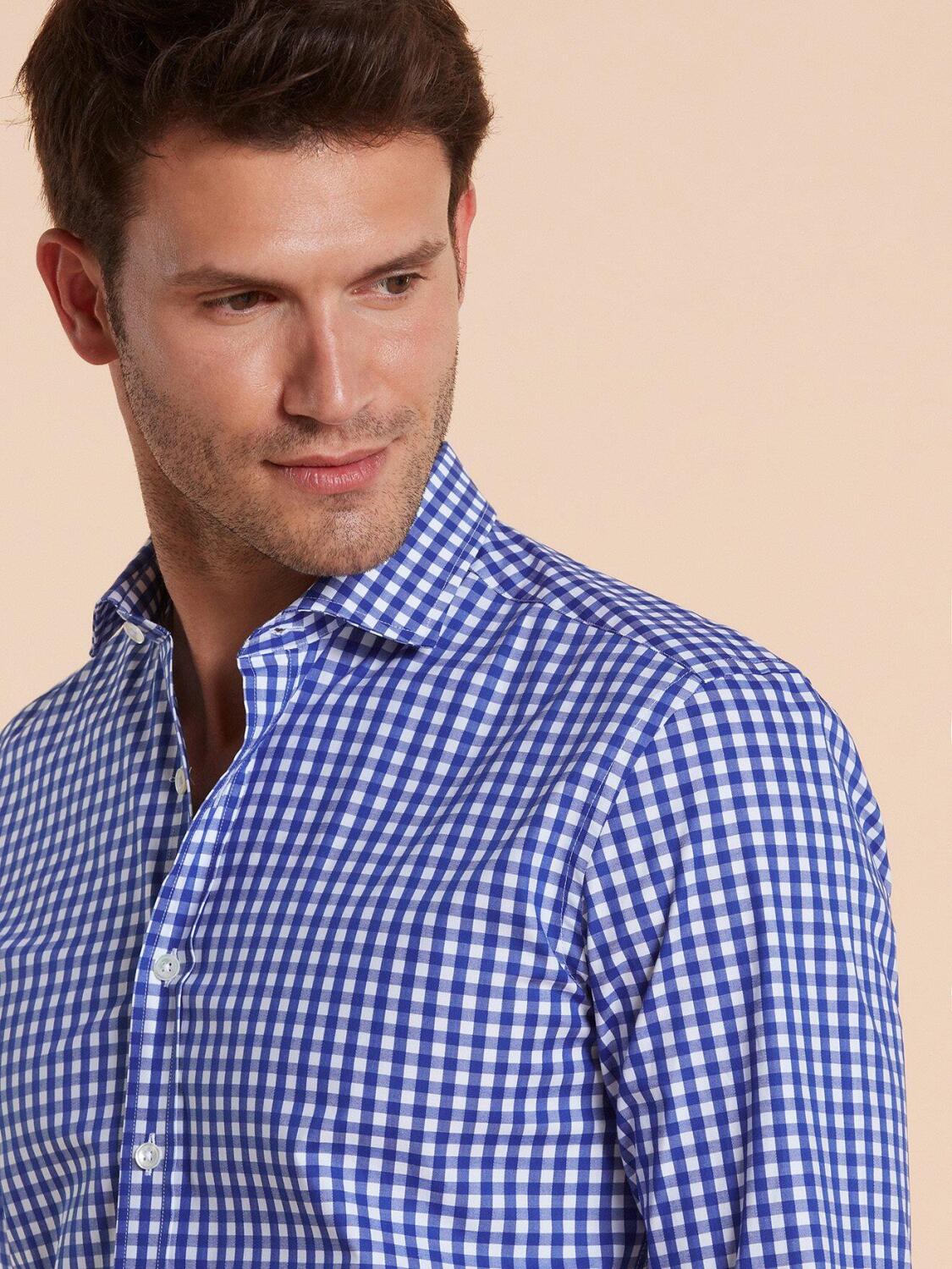 Chemise bio Colin à carreaux marine