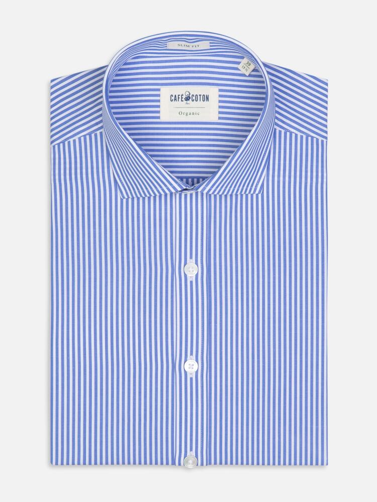 Hunter organic shirt with sky blue stripes