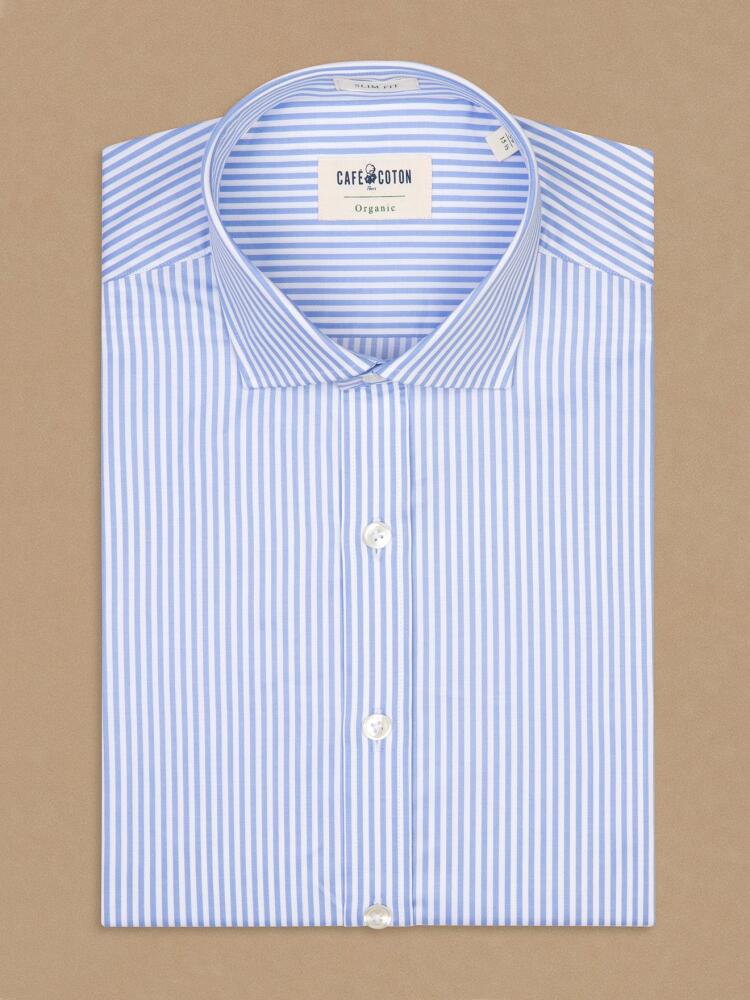 Mather sky blue striped organic shirt