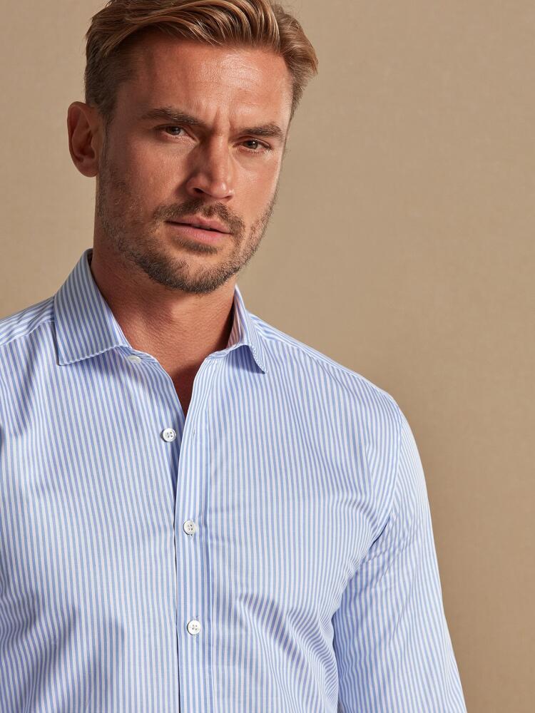 Mather sky blue striped organic shirt