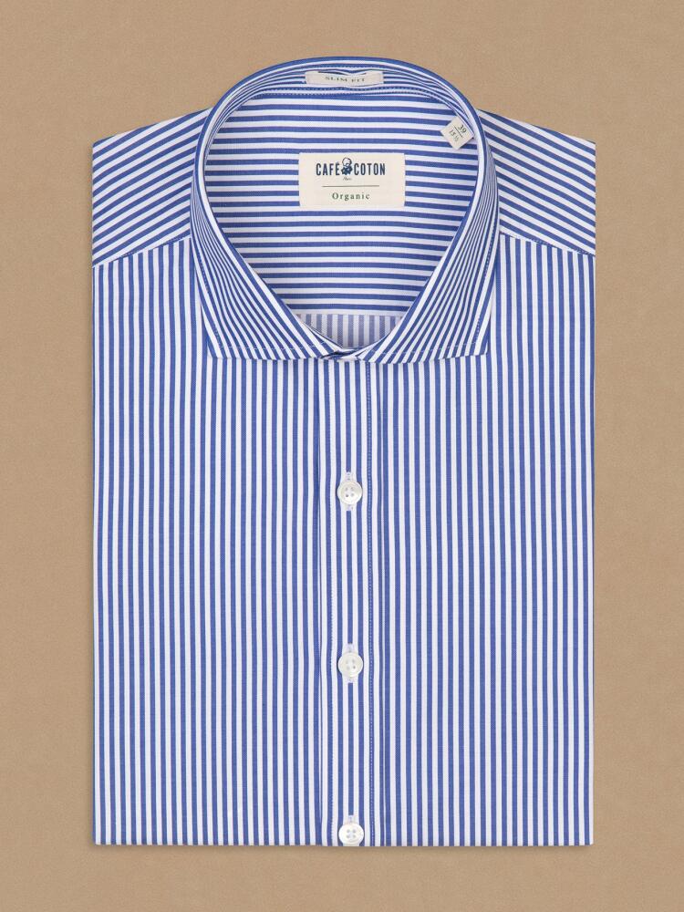 Mather navy blue striped organic shirt