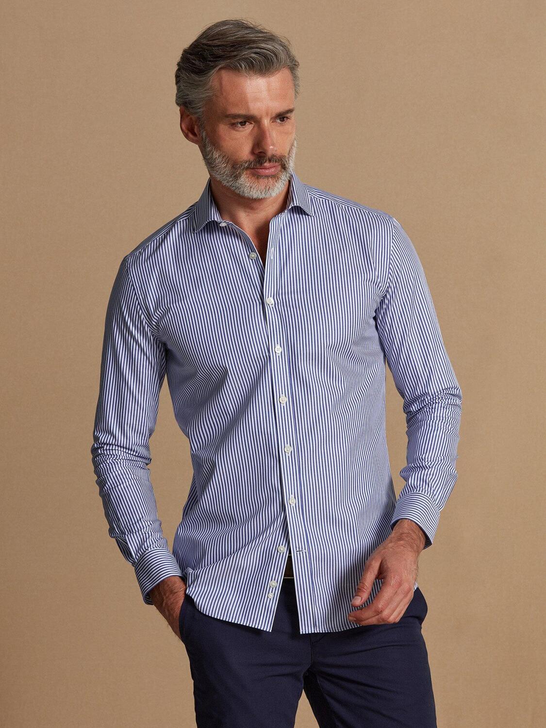 Chemise bio Mather &agrave; rayures marine