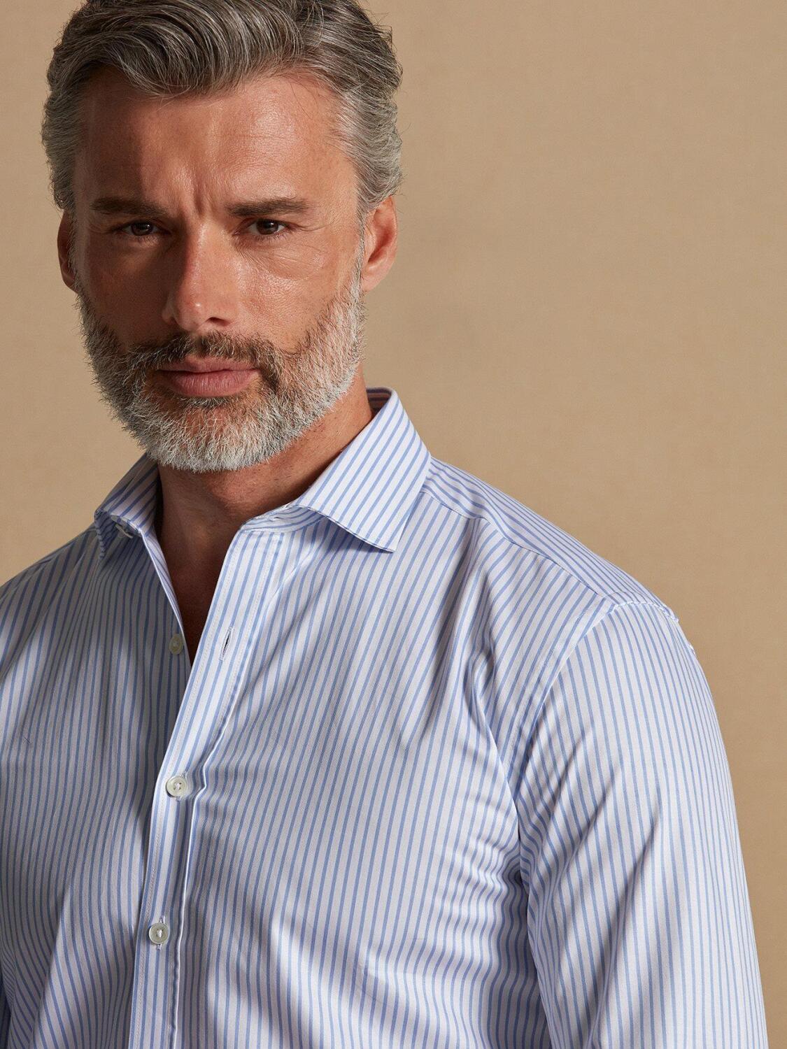 Chemise bio Mitch &agrave; rayures ciel