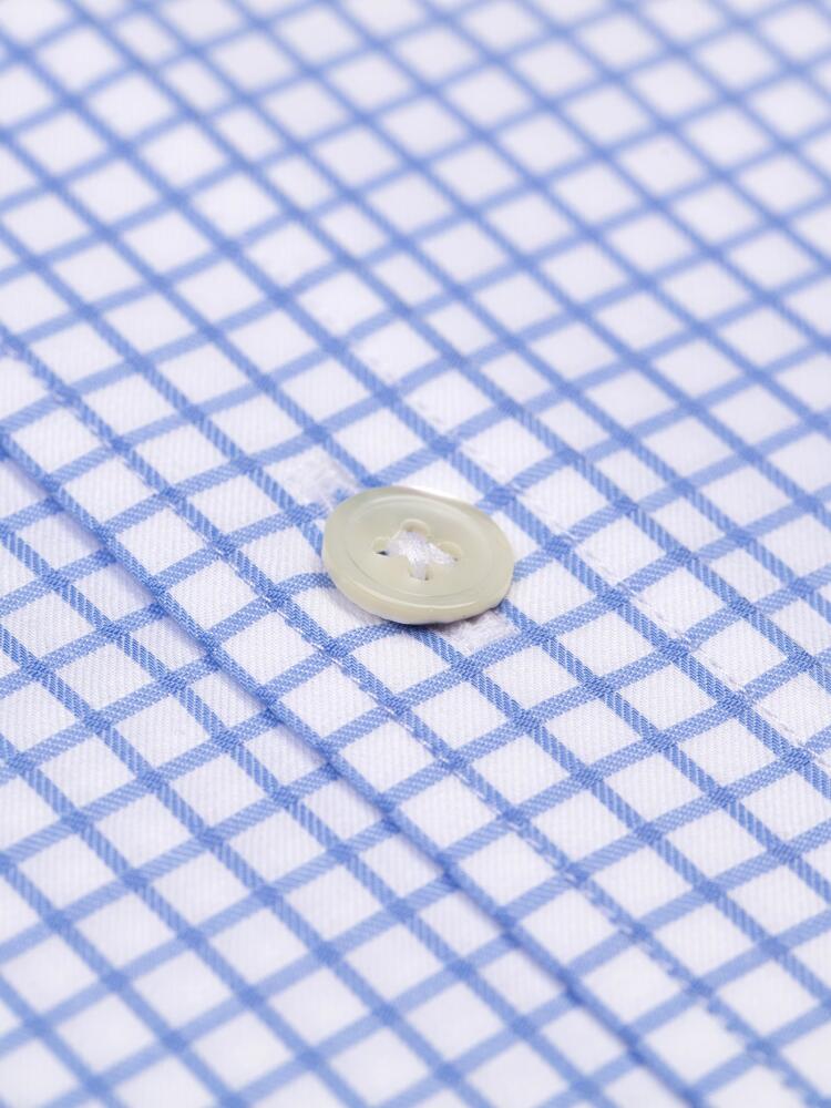 Norm sky blue checked organic shirt