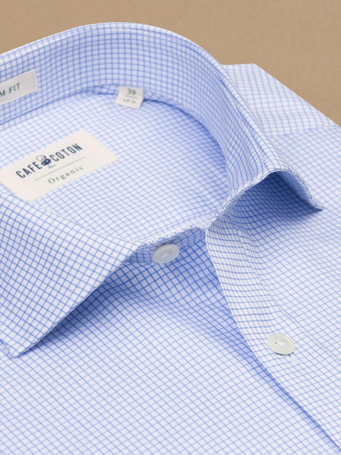 Chemise bio Page à carreaux ciel
