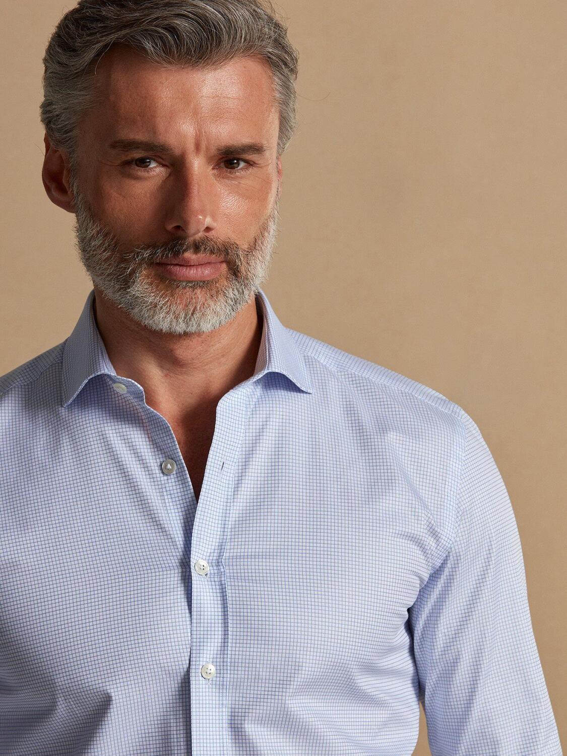 Chemise bio Page à carreaux ciel