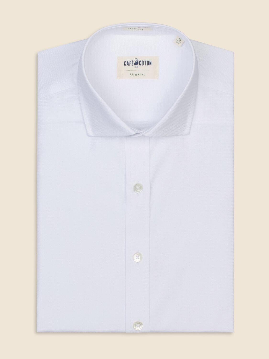 Chemise bio cintr&eacute;e Alan textur&eacute;e blanche