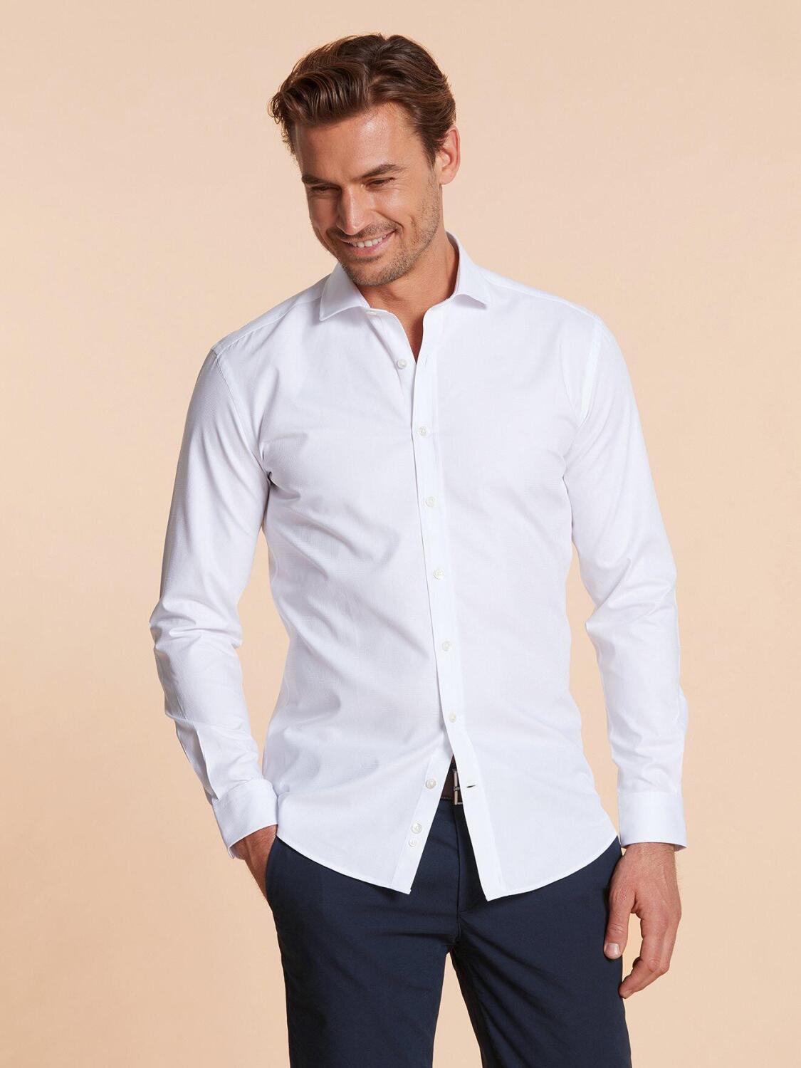 Chemise bio cintr&eacute;e Alan textur&eacute;e blanche