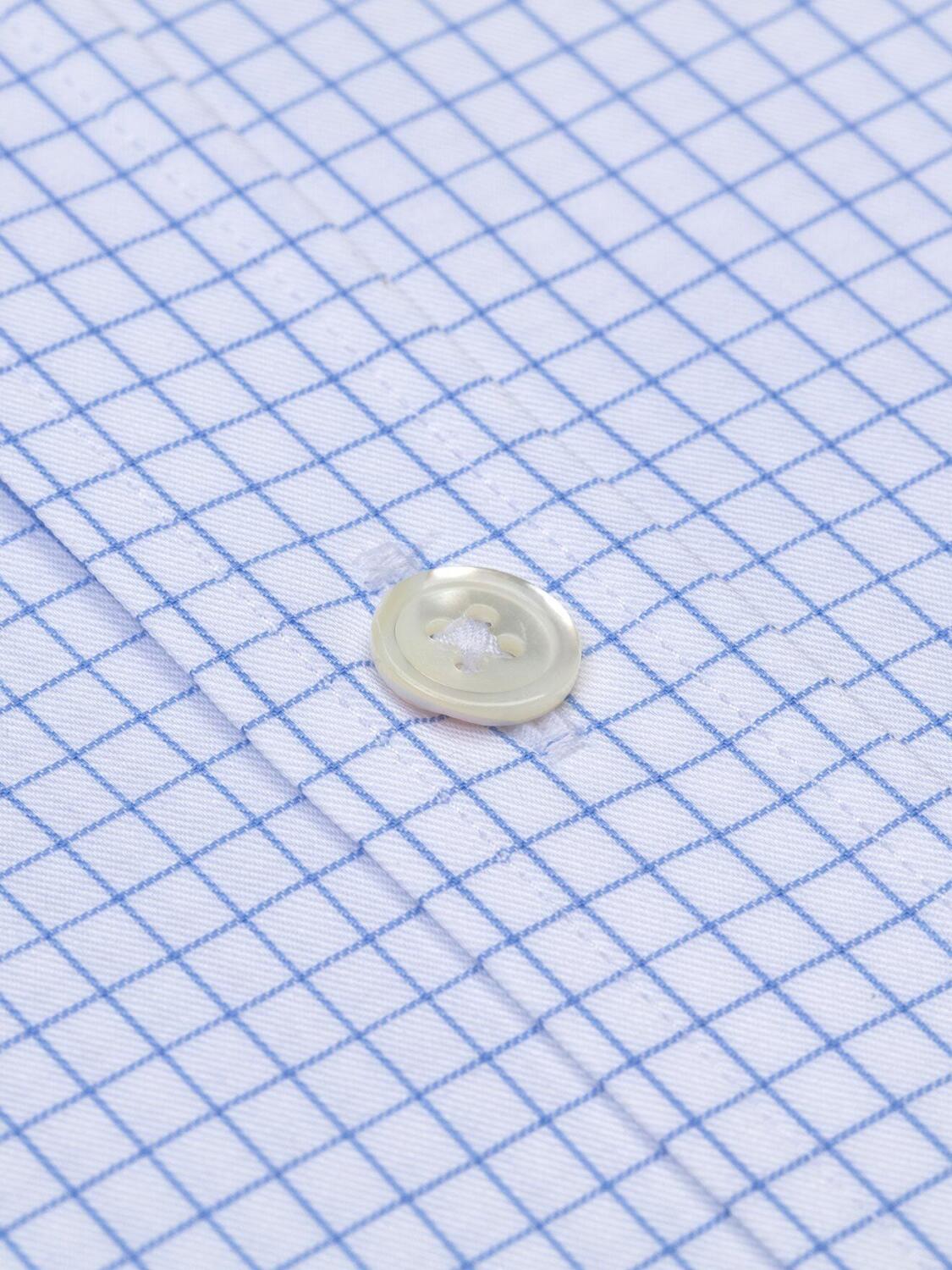 Chemise bio cintr&eacute;e Chad &agrave; carreaux ciel