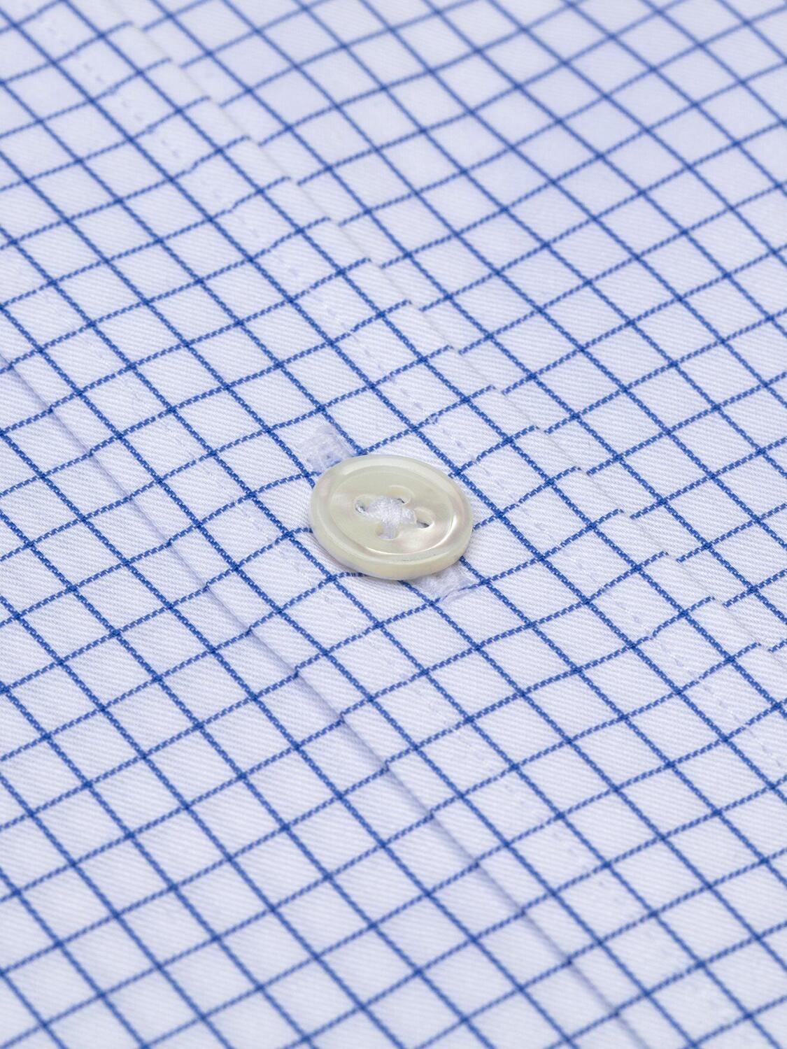 Chemise bio cintr&eacute;e Chad &agrave; carreaux bleus