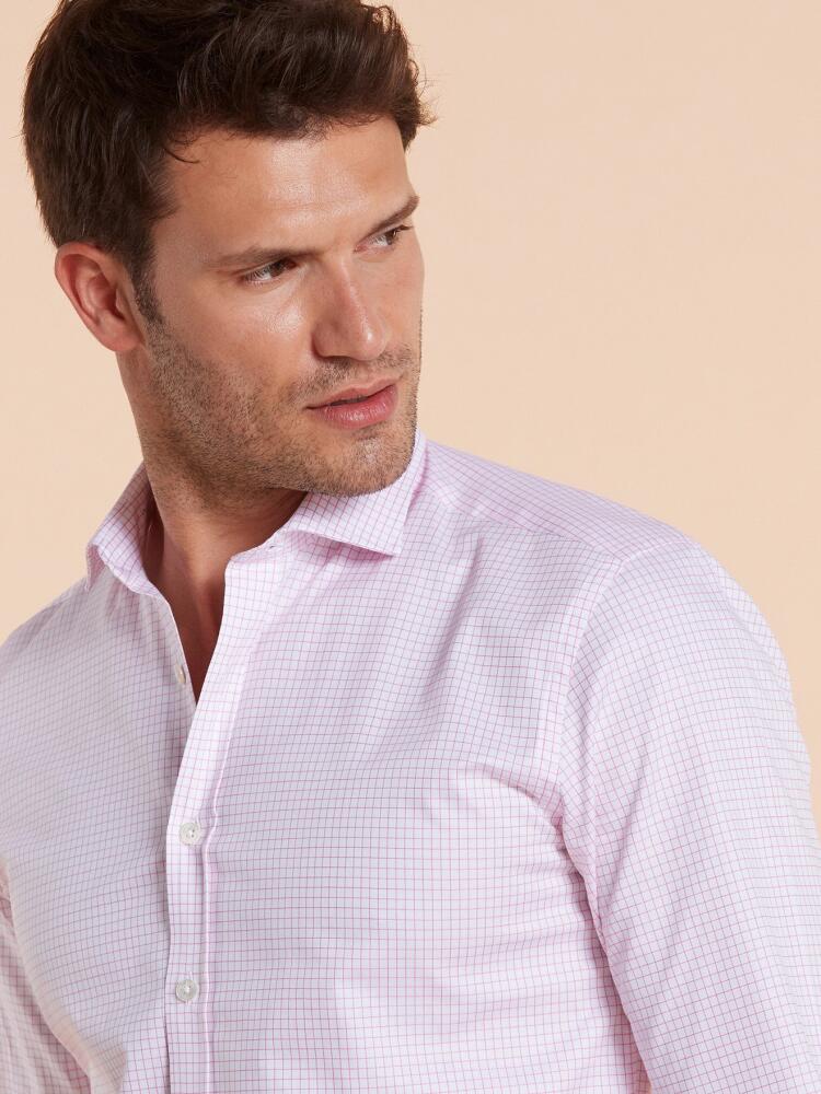 Chemise bio cintrée Chad à carreaux roses