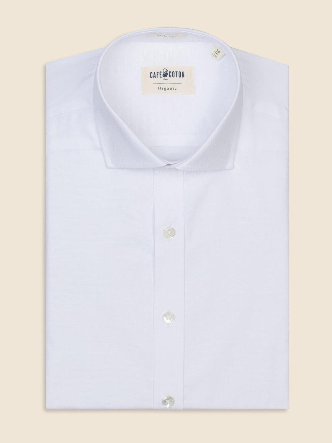 Chemise bio cintrée Charlie en twill blanc