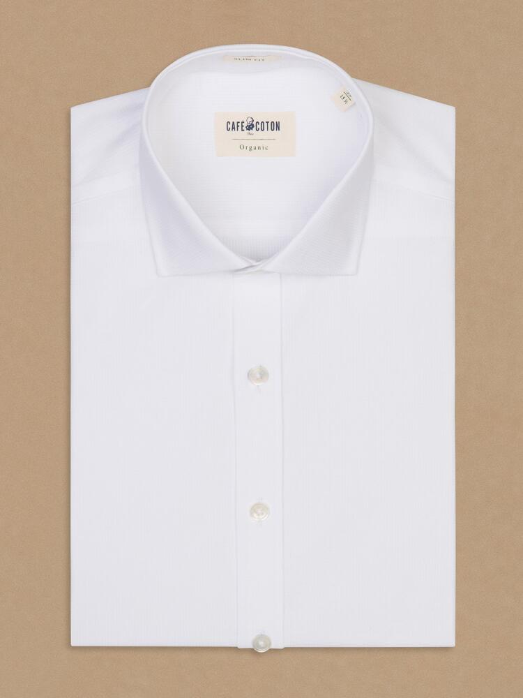 Chemise cintrée bio Cole en piqué blanc