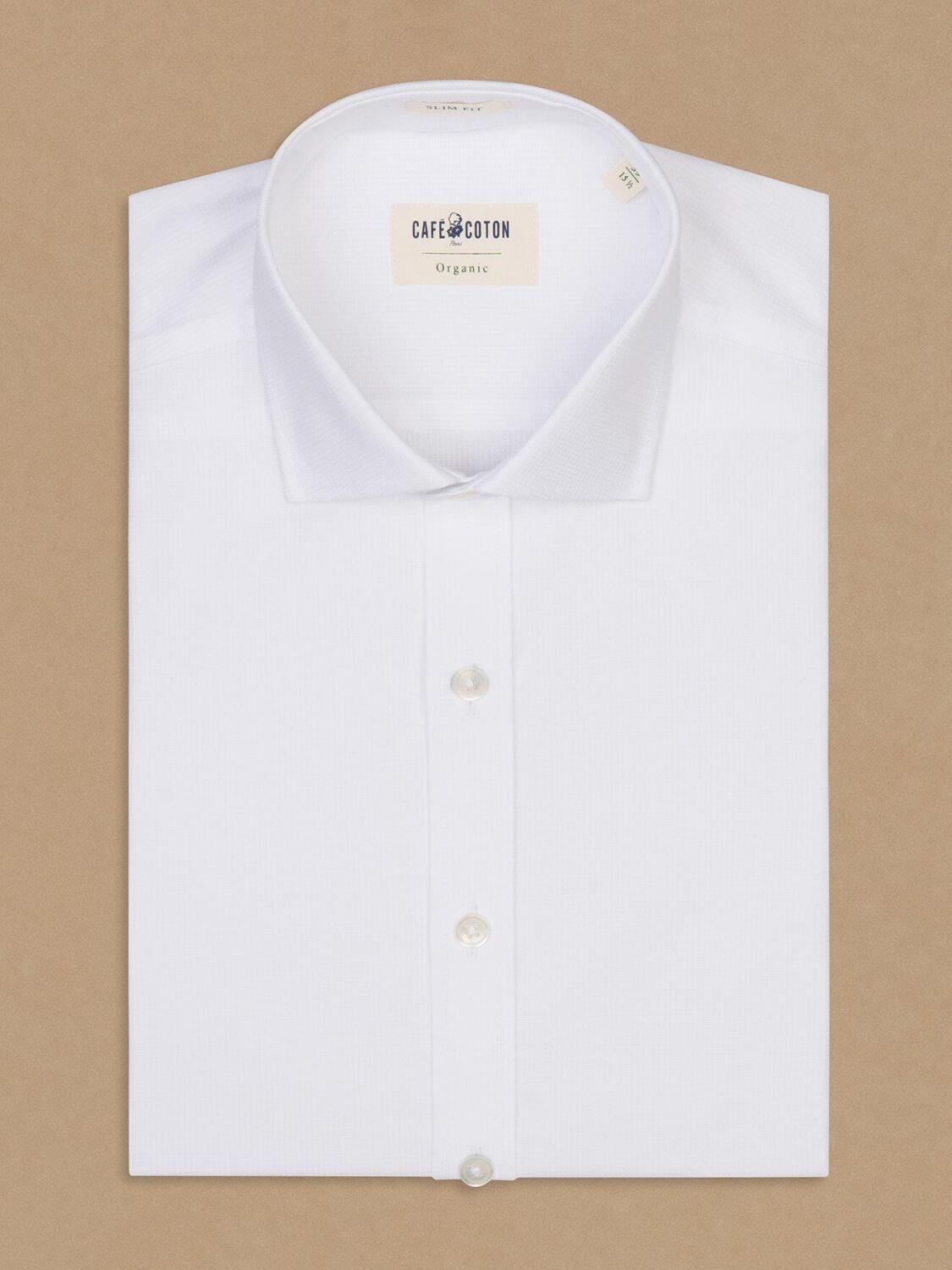 Chemise cintr&eacute;e bio Cole en piqu&eacute; blanc