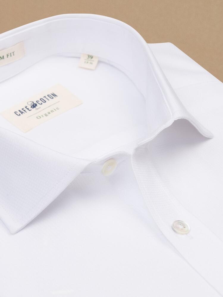 Chemise cintrée bio Cole en piqué blanc