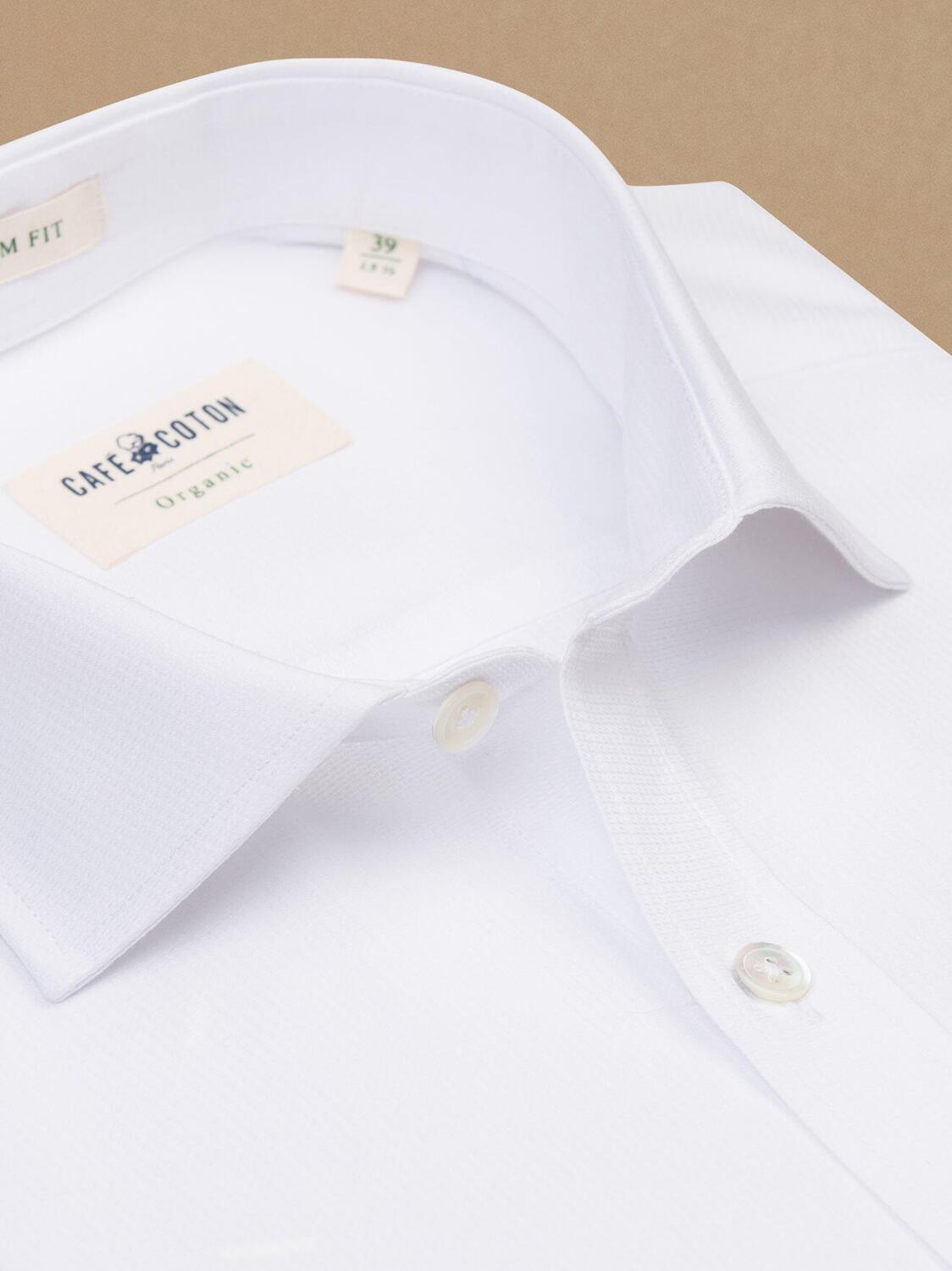 Chemise cintr&eacute;e bio Cole en piqu&eacute; blanc