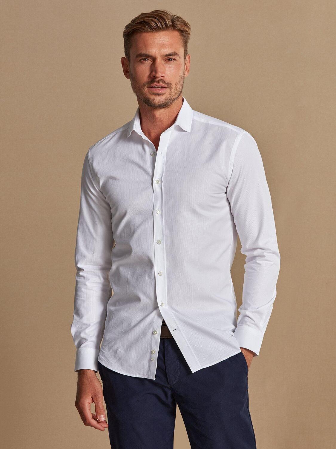 Chemise cintr&eacute;e bio Cole en piqu&eacute; blanc
