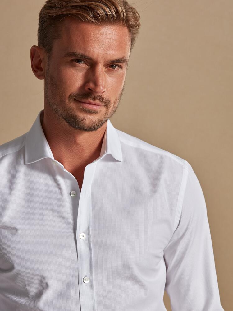 Chemise cintrée bio Cole en piqué blanc