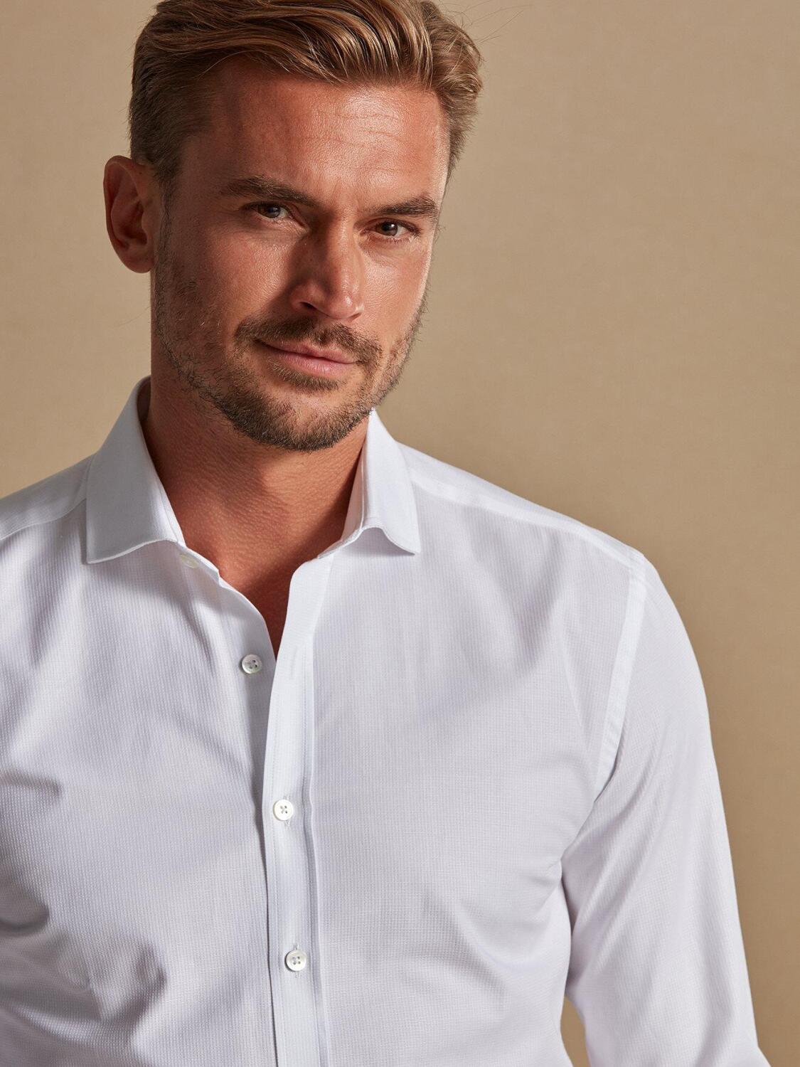 Chemise cintr&eacute;e bio Cole en piqu&eacute; blanc