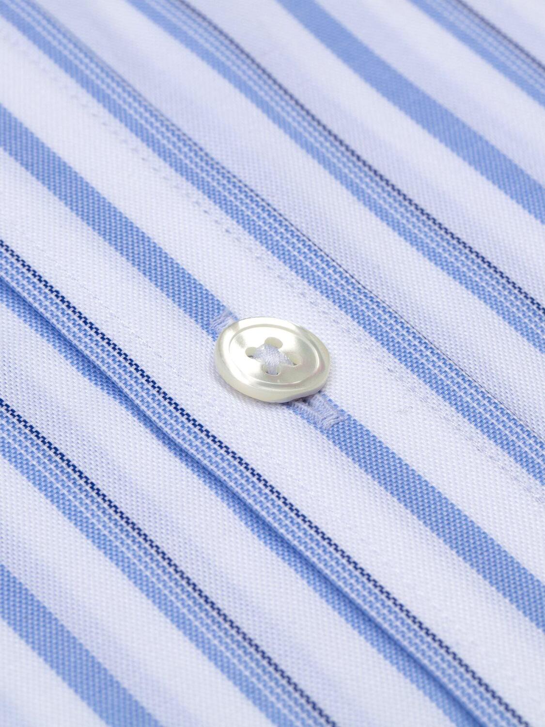 Chemise bio cintr&eacute;e Curtis &agrave; rayures ciel