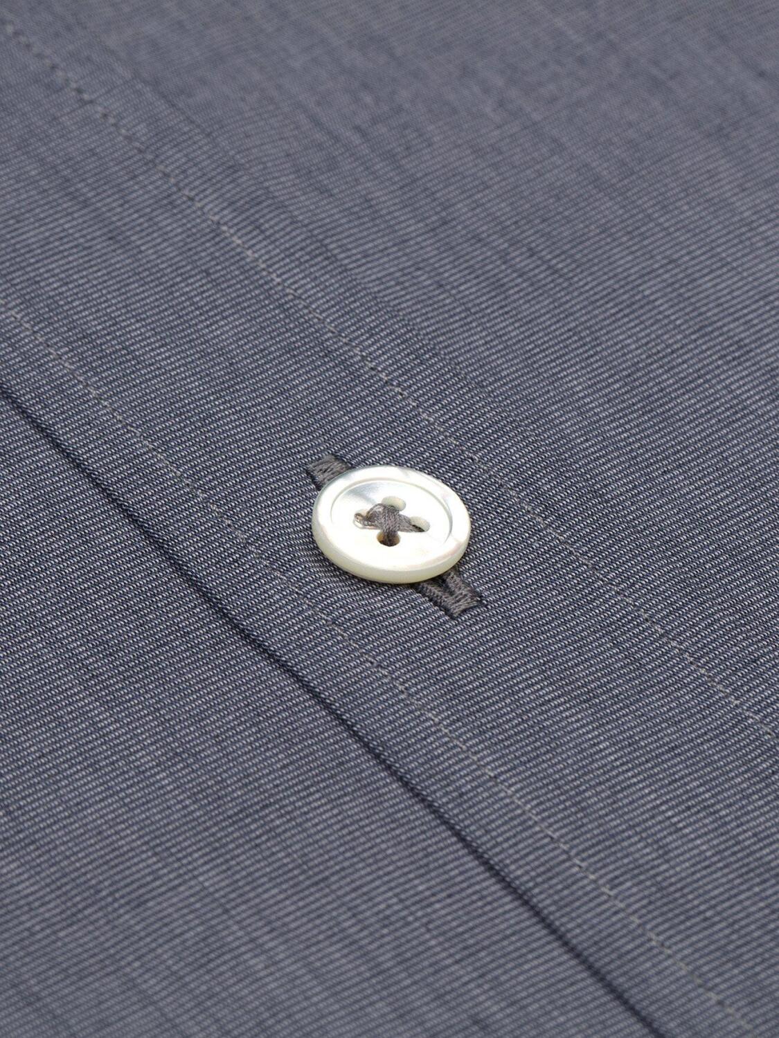 Chemise bio cintr&eacute;e en fil &agrave; fil gris