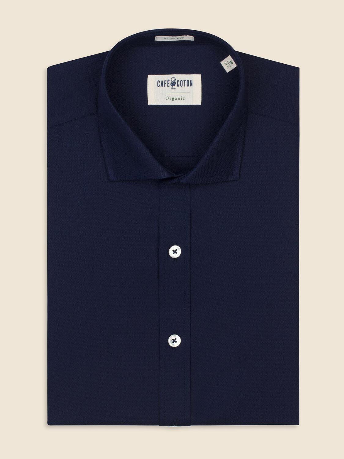 Chemise bio cintr&eacute;e Lisbonne marine