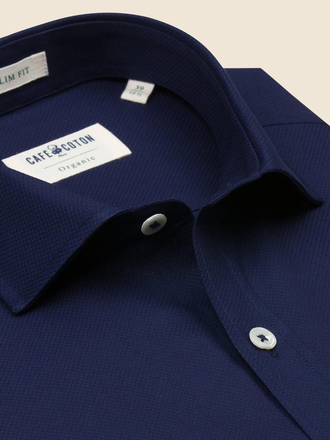 Chemise bio cintr&eacute;e Lisbonne marine