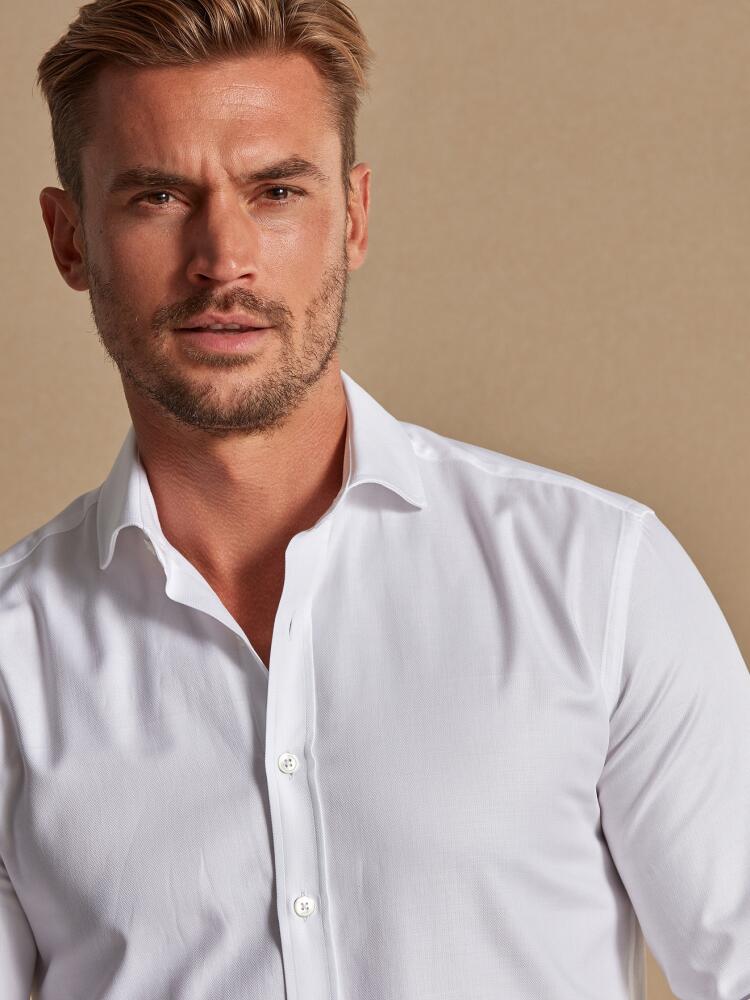 Chemise cintrée bio Mathis en chevron blanc