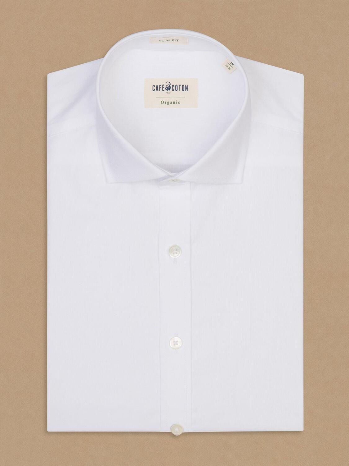 Milan white pinstriped organic slim fit shirt