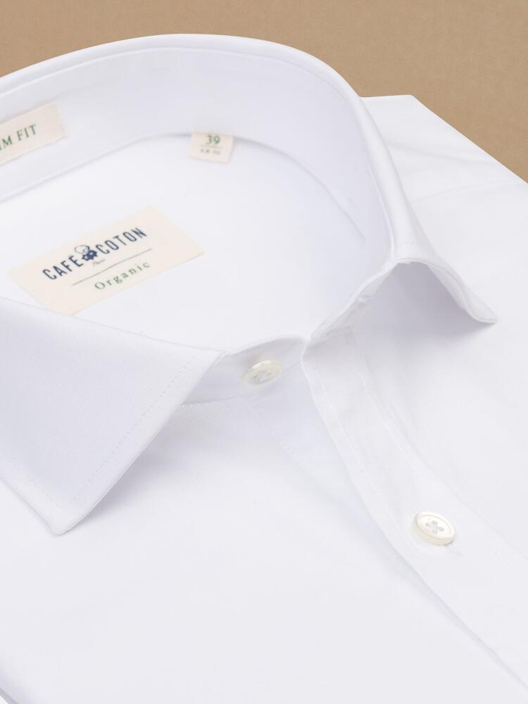 Chemise cintrée bio Milan en mille raies blanc