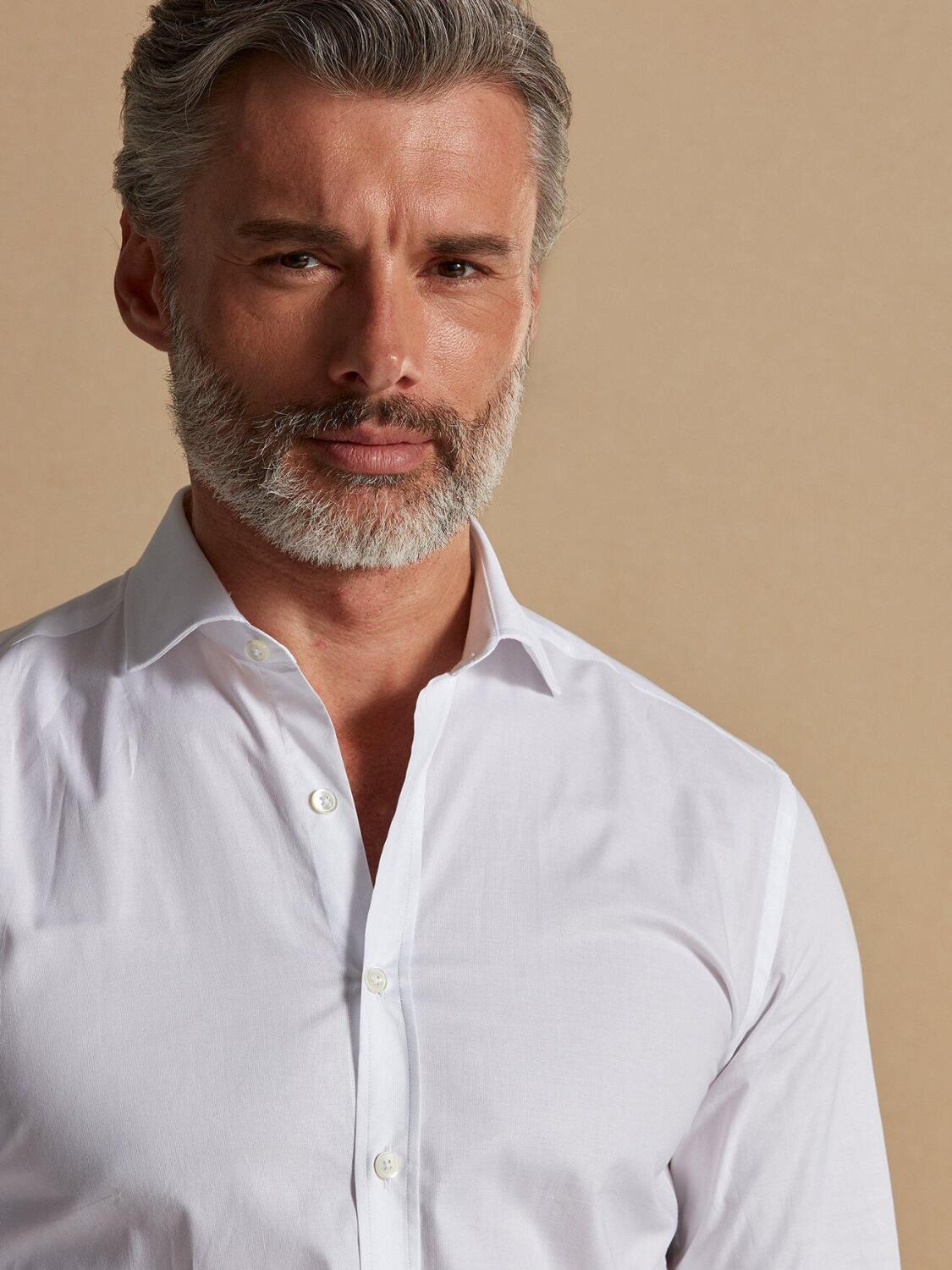 Milan white pinstriped organic slim fit shirt