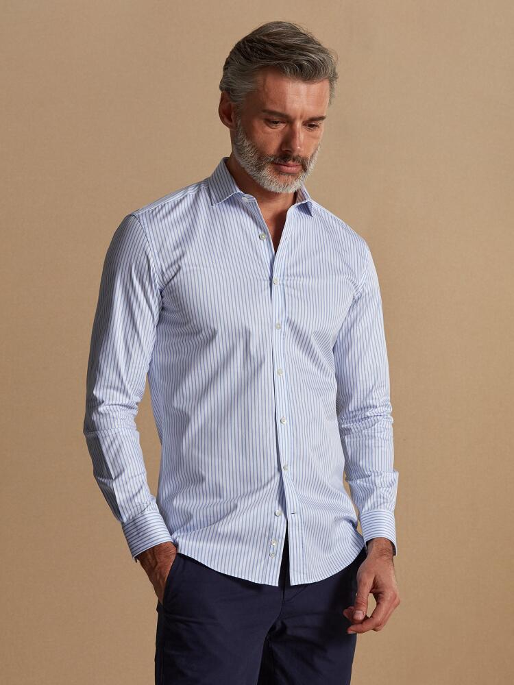 Chemise cintrée bio Mitch à rayures ciel