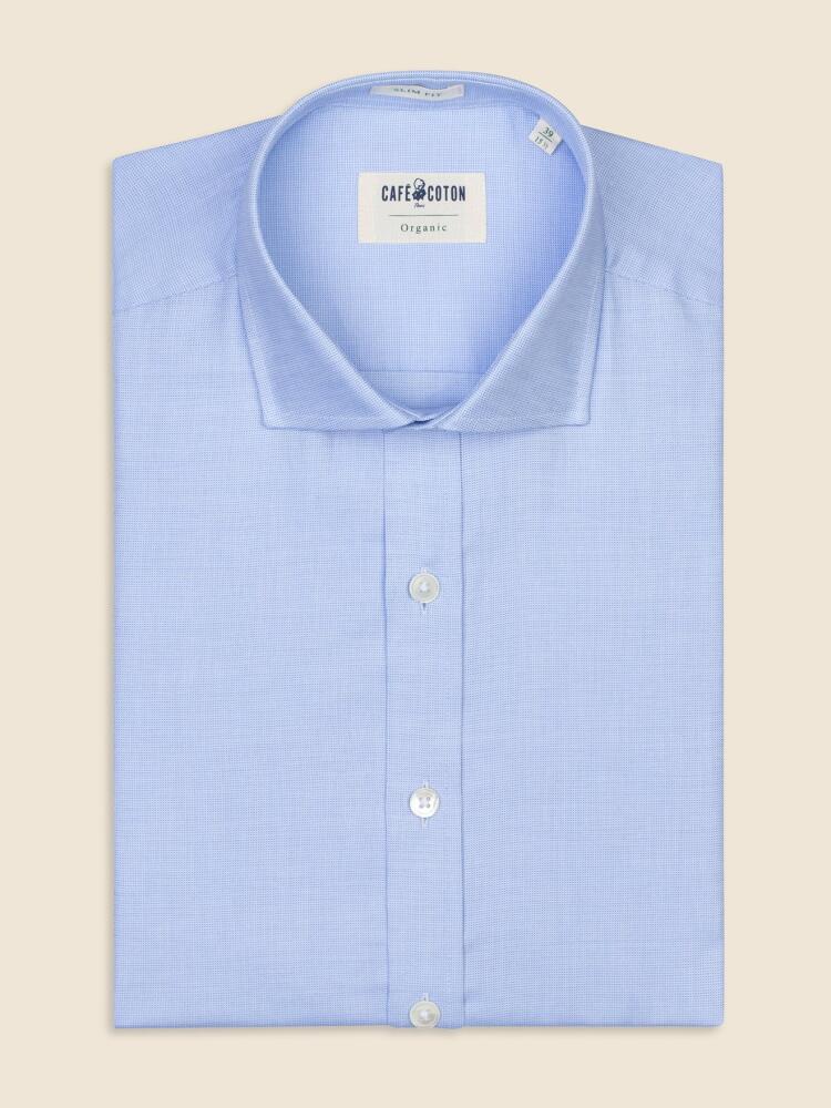 Chemise bio cintrée en natté ciel