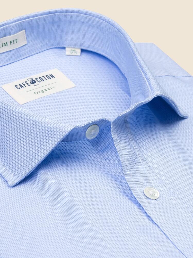 Chemise bio cintrée en natté ciel