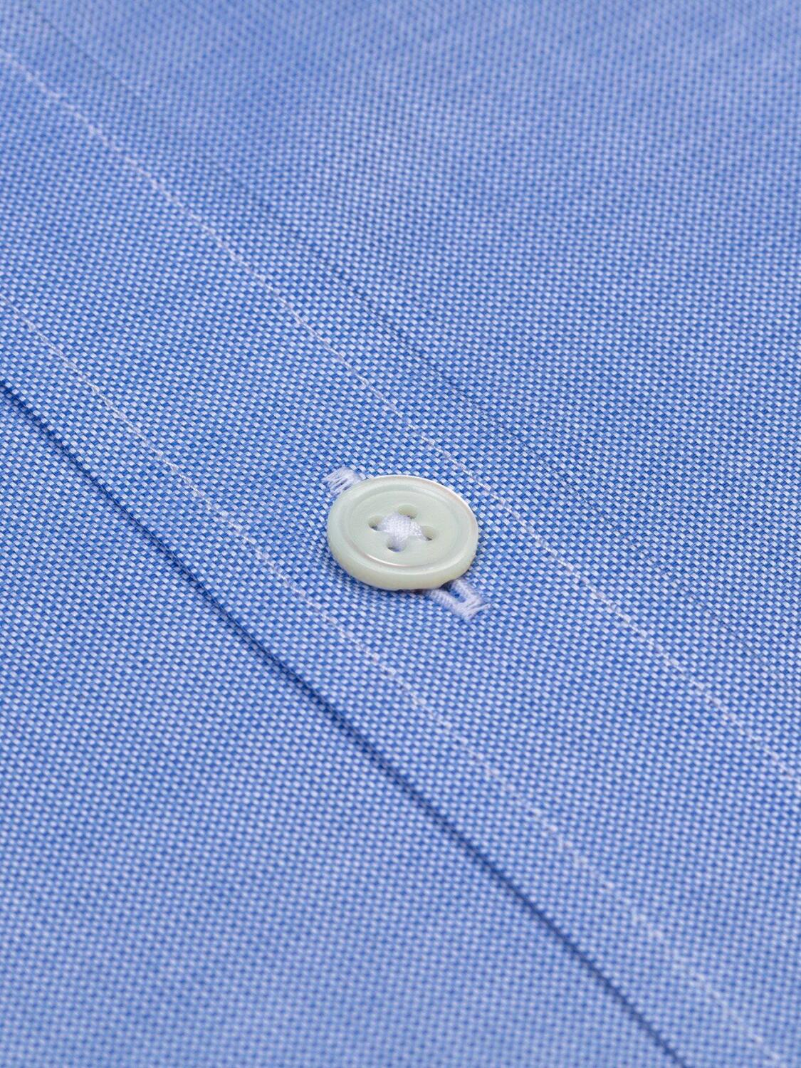 Chemise bio cintrée en natté bleue