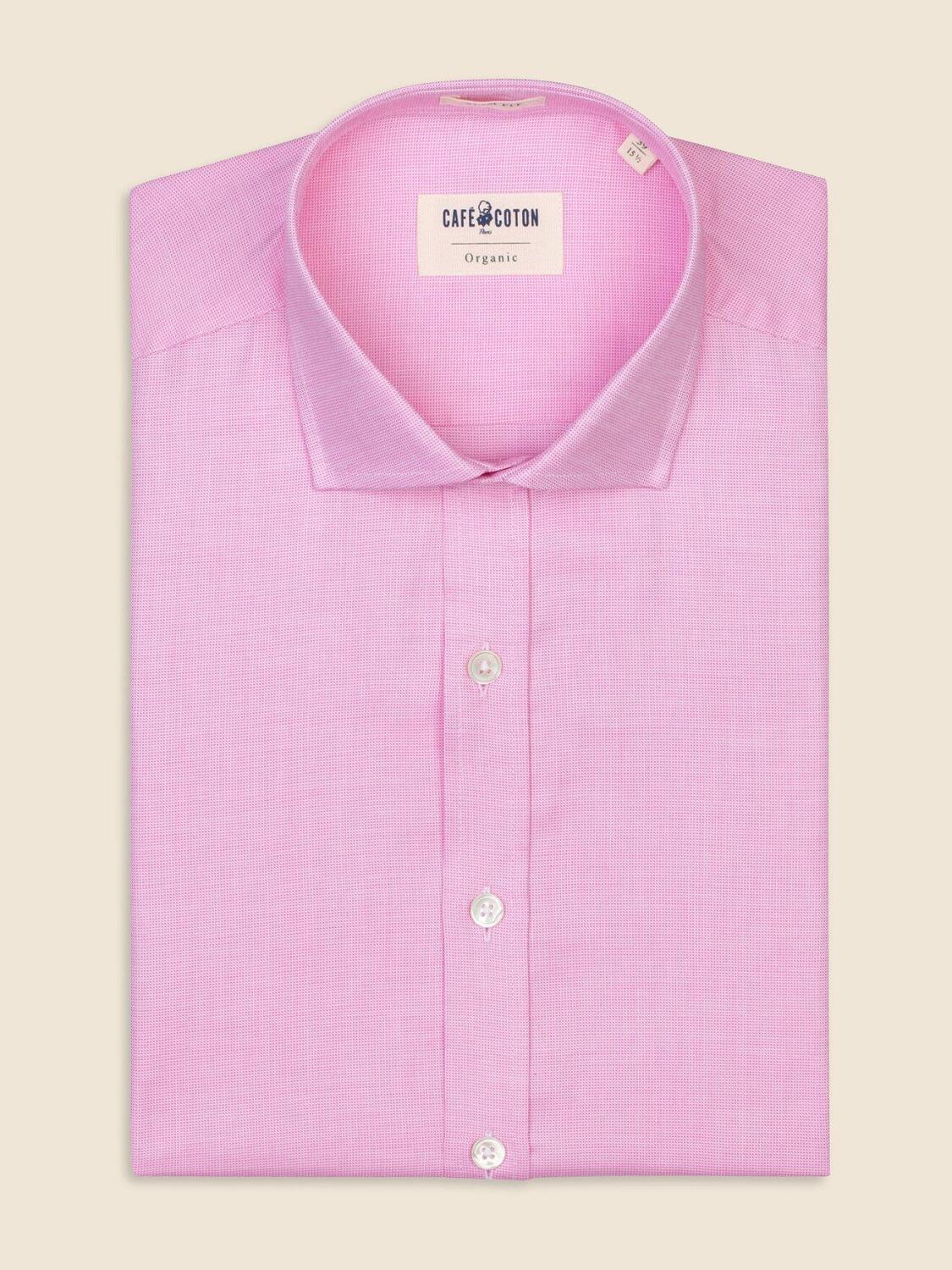 Chemise bio cintr&eacute;e en natt&eacute; rose