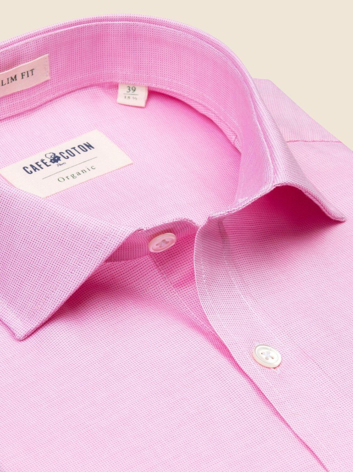 Chemise bio cintr&eacute;e en natt&eacute; rose